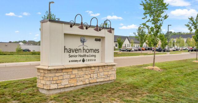 Haven Homes Senior Health & Living sign outside the Maple Plain, Minnesota campus
